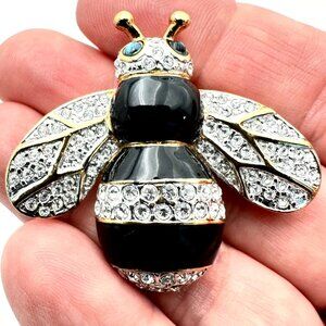 Carolee Bumble Bee Rhinestones Gold Tone Brooch Pin